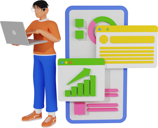 Big Data Analysis 3D Illustration